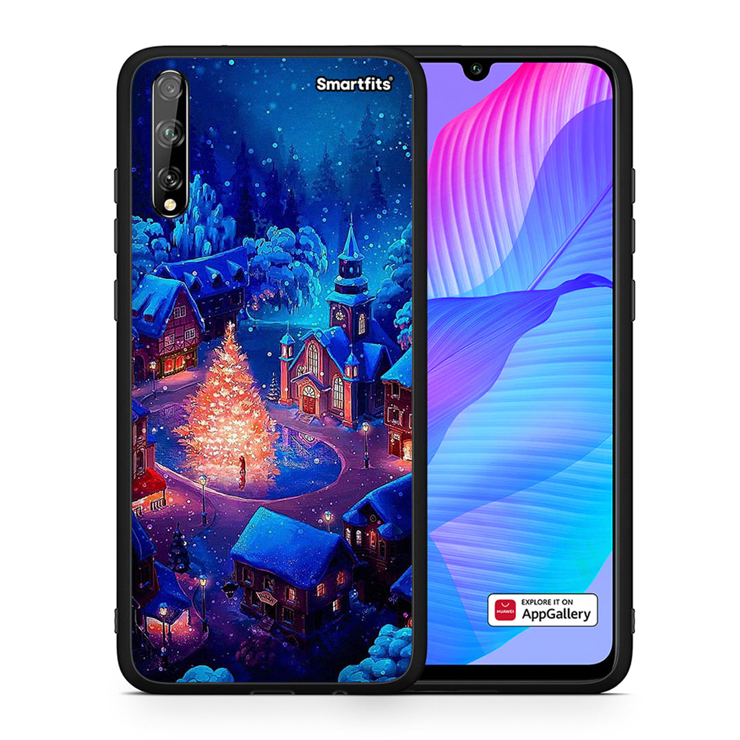 Θήκη Huawei P Smart S Xmas Village από τη Smartfits με σχέδιο στο πίσω μέρος και μαύρο περίβλημα | Huawei P Smart S Xmas Village case with colorful back and black bezels