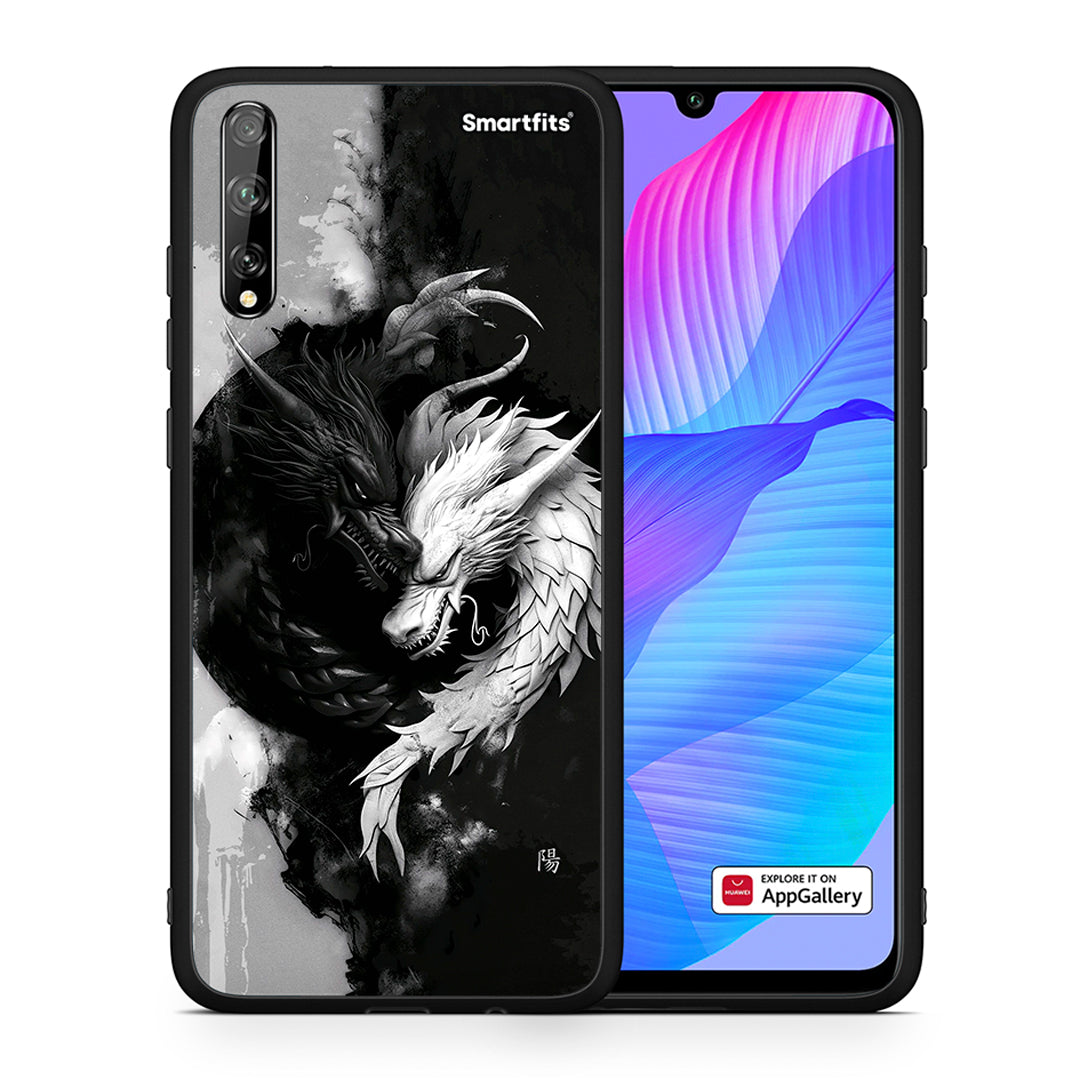 Θήκη Huawei P Smart S Yin Yang από τη Smartfits με σχέδιο στο πίσω μέρος και μαύρο περίβλημα | Huawei P Smart S Yin Yang case with colorful back and black bezels