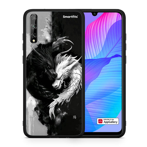 Θήκη Huawei P Smart S Yin Yang από τη Smartfits με σχέδιο στο πίσω μέρος και μαύρο περίβλημα | Huawei P Smart S Yin Yang case with colorful back and black bezels