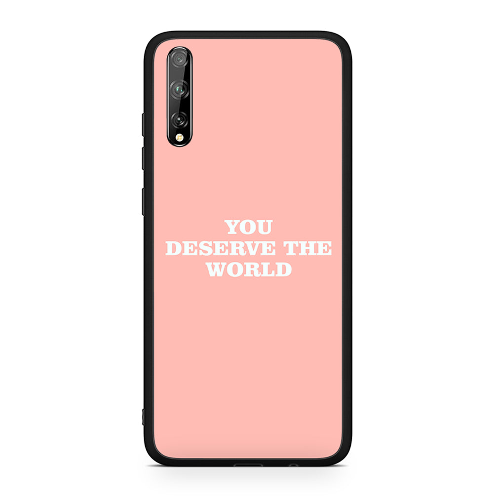 Huawei P Smart S You Deserve The World Θήκη Αγίου Βαλεντίνου από τη Smartfits με σχέδιο στο πίσω μέρος και μαύρο περίβλημα | Smartphone case with colorful back and black bezels by Smartfits