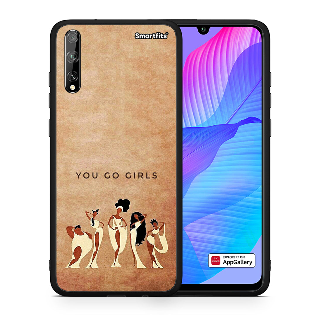 Θήκη Huawei P Smart S You Go Girl από τη Smartfits με σχέδιο στο πίσω μέρος και μαύρο περίβλημα | Huawei P Smart S You Go Girl case with colorful back and black bezels