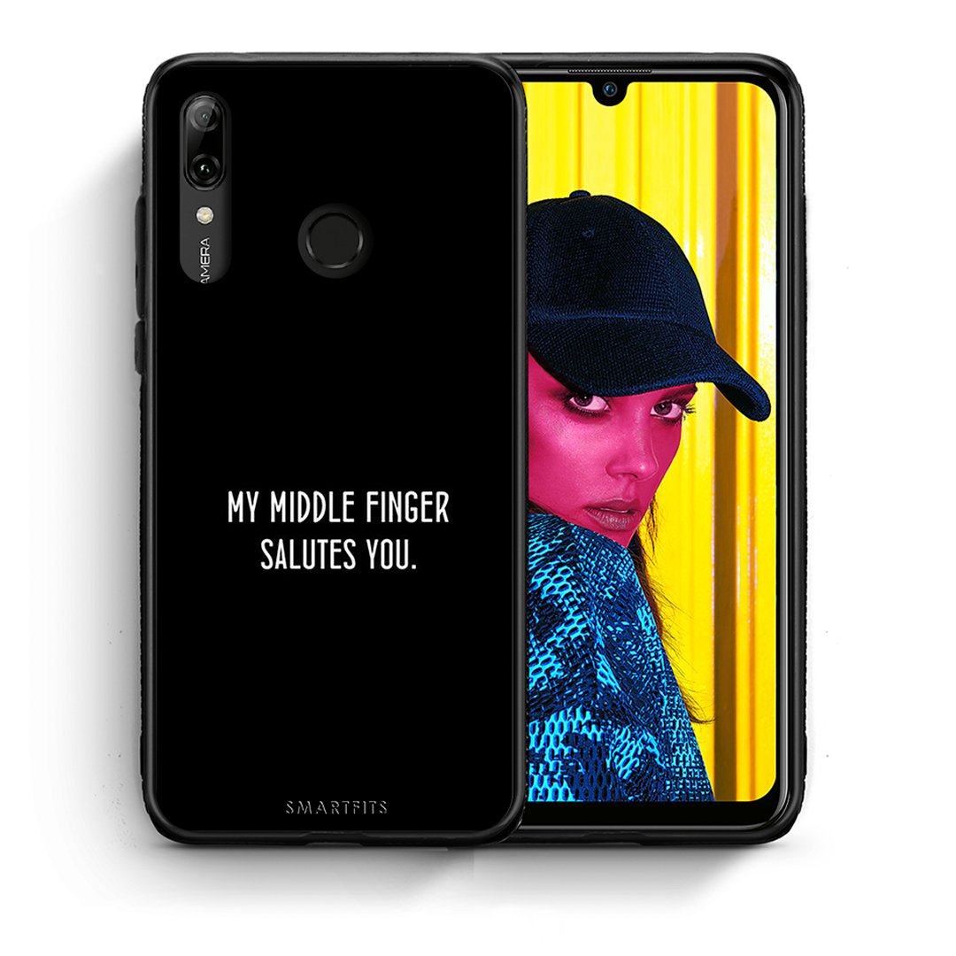 Θήκη Huawei P Smart 2019 Salute από τη Smartfits με σχέδιο στο πίσω μέρος και μαύρο περίβλημα | Huawei P Smart 2019 Salute case with colorful back and black bezels