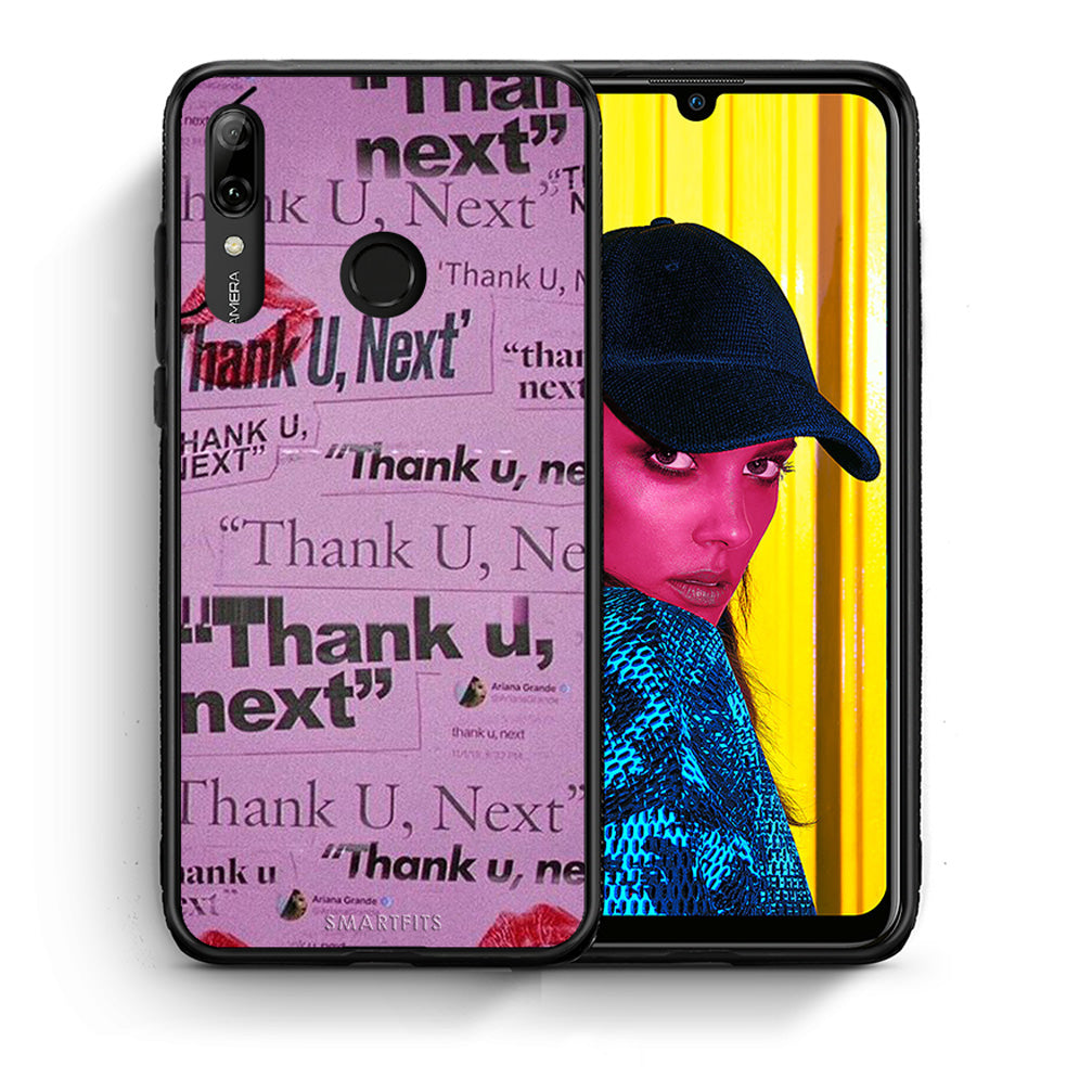 Θήκη Αγίου Βαλεντίνου Huawei P Smart 2019 Thank You Next από τη Smartfits με σχέδιο στο πίσω μέρος και μαύρο περίβλημα | Huawei P Smart 2019 Thank You Next case with colorful back and black bezels