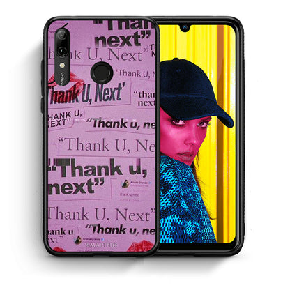 Θήκη Αγίου Βαλεντίνου Huawei P Smart 2019 Thank You Next από τη Smartfits με σχέδιο στο πίσω μέρος και μαύρο περίβλημα | Huawei P Smart 2019 Thank You Next case with colorful back and black bezels