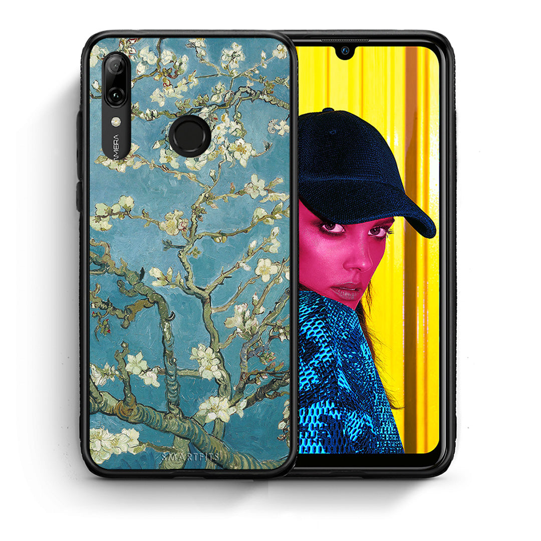 Θήκη Huawei P Smart 2019 White Blossoms από τη Smartfits με σχέδιο στο πίσω μέρος και μαύρο περίβλημα | Huawei P Smart 2019 White Blossoms case with colorful back and black bezels