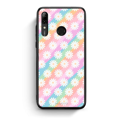 Huawei P Smart 2019 White Daisies θήκη από τη Smartfits με σχέδιο στο πίσω μέρος και μαύρο περίβλημα | Smartphone case with colorful back and black bezels by Smartfits