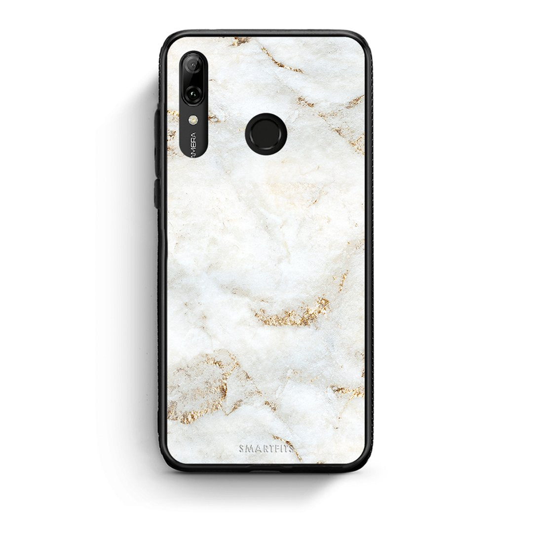 Huawei P Smart 2019 White Gold Marble θήκη από τη Smartfits με σχέδιο στο πίσω μέρος και μαύρο περίβλημα | Smartphone case with colorful back and black bezels by Smartfits