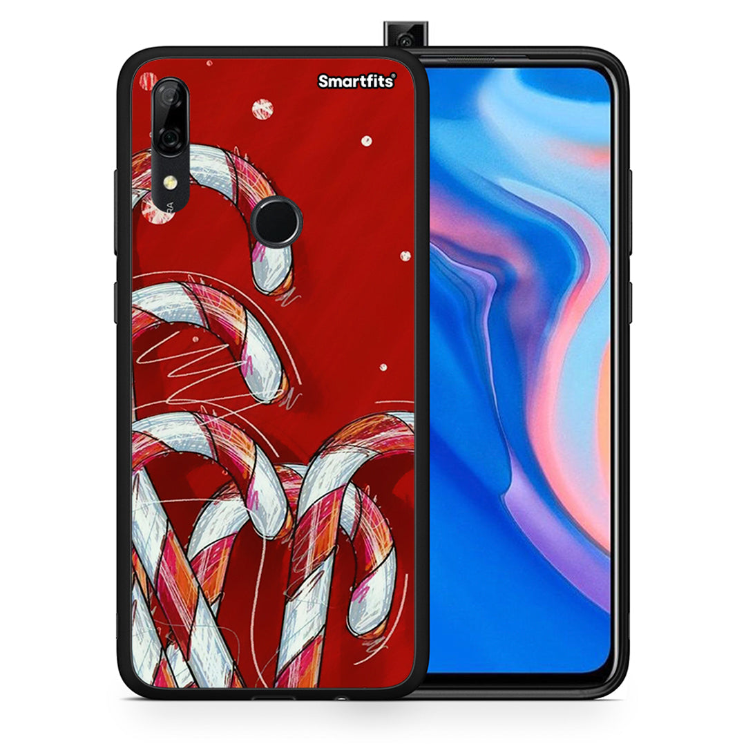 Θήκη Huawei P Smart Z Candy Cane από τη Smartfits με σχέδιο στο πίσω μέρος και μαύρο περίβλημα | Huawei P Smart Z Candy Cane case with colorful back and black bezels