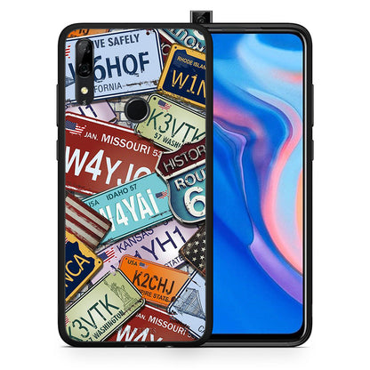 Θήκη Huawei P Smart Z Car Plates από τη Smartfits με σχέδιο στο πίσω μέρος και μαύρο περίβλημα | Huawei P Smart Z Car Plates case with colorful back and black bezels
