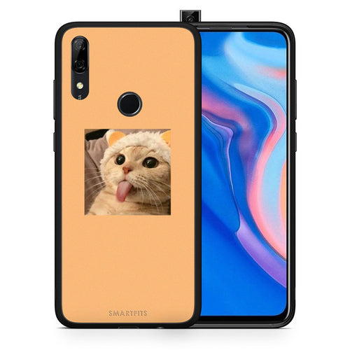 Θήκη Huawei P Smart Z Cat Tongue από τη Smartfits με σχέδιο στο πίσω μέρος και μαύρο περίβλημα | Huawei P Smart Z Cat Tongue case with colorful back and black bezels