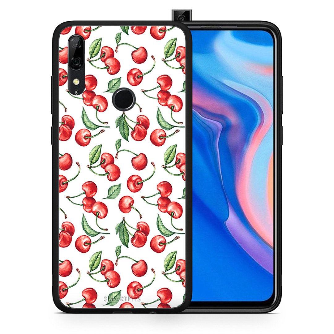 Θήκη Huawei P Smart Z Cherry Summer από τη Smartfits με σχέδιο στο πίσω μέρος και μαύρο περίβλημα | Huawei P Smart Z Cherry Summer case with colorful back and black bezels