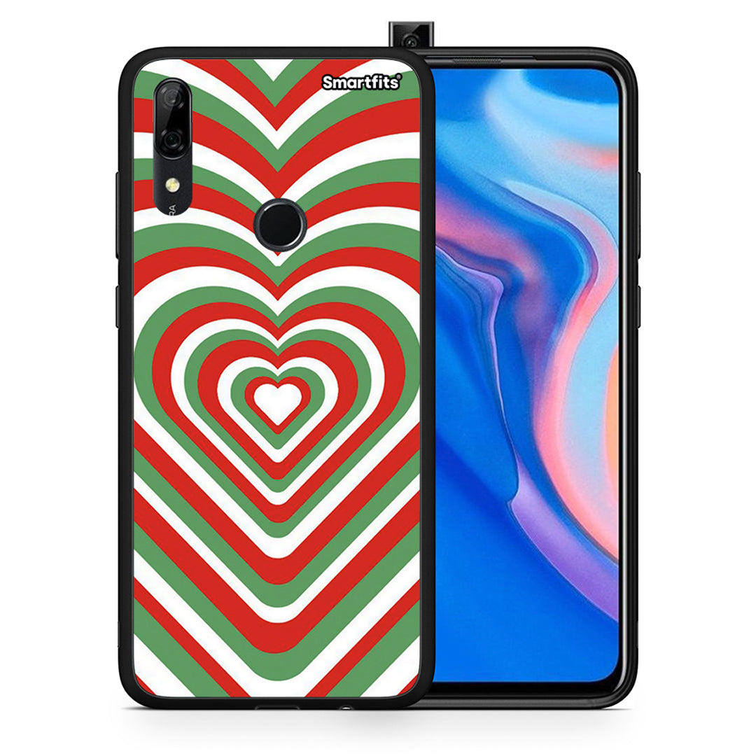 Θήκη Huawei P Smart Z Christmas Hearts από τη Smartfits με σχέδιο στο πίσω μέρος και μαύρο περίβλημα | Huawei P Smart Z Christmas Hearts case with colorful back and black bezels