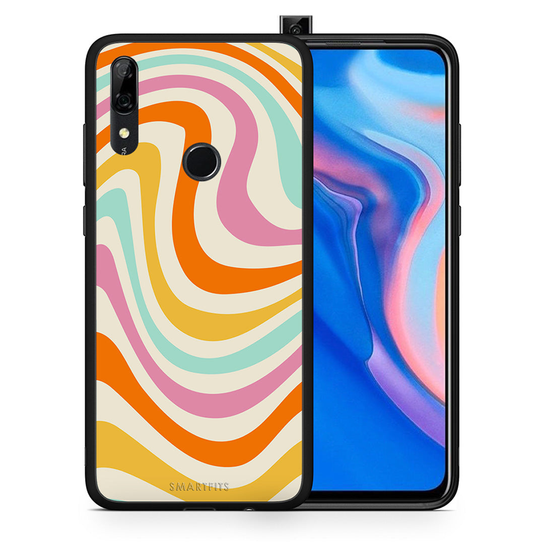 Θήκη Huawei P Smart Z Colourful Waves από τη Smartfits με σχέδιο στο πίσω μέρος και μαύρο περίβλημα | Huawei P Smart Z Colourful Waves case with colorful back and black bezels
