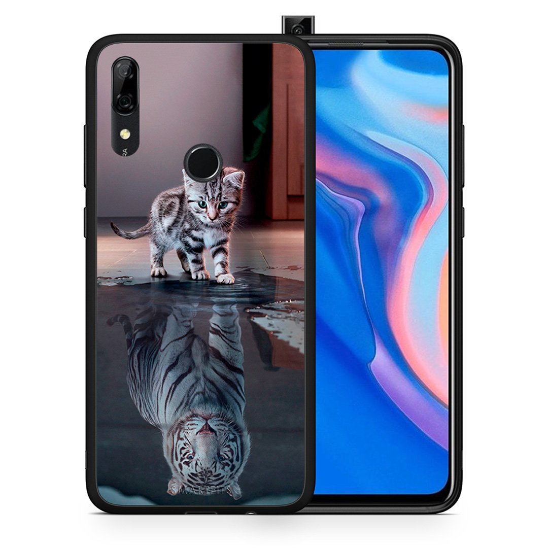 Θήκη Huawei P Smart Z Tiger Cute από τη Smartfits με σχέδιο στο πίσω μέρος και μαύρο περίβλημα | Huawei P Smart Z Tiger Cute case with colorful back and black bezels