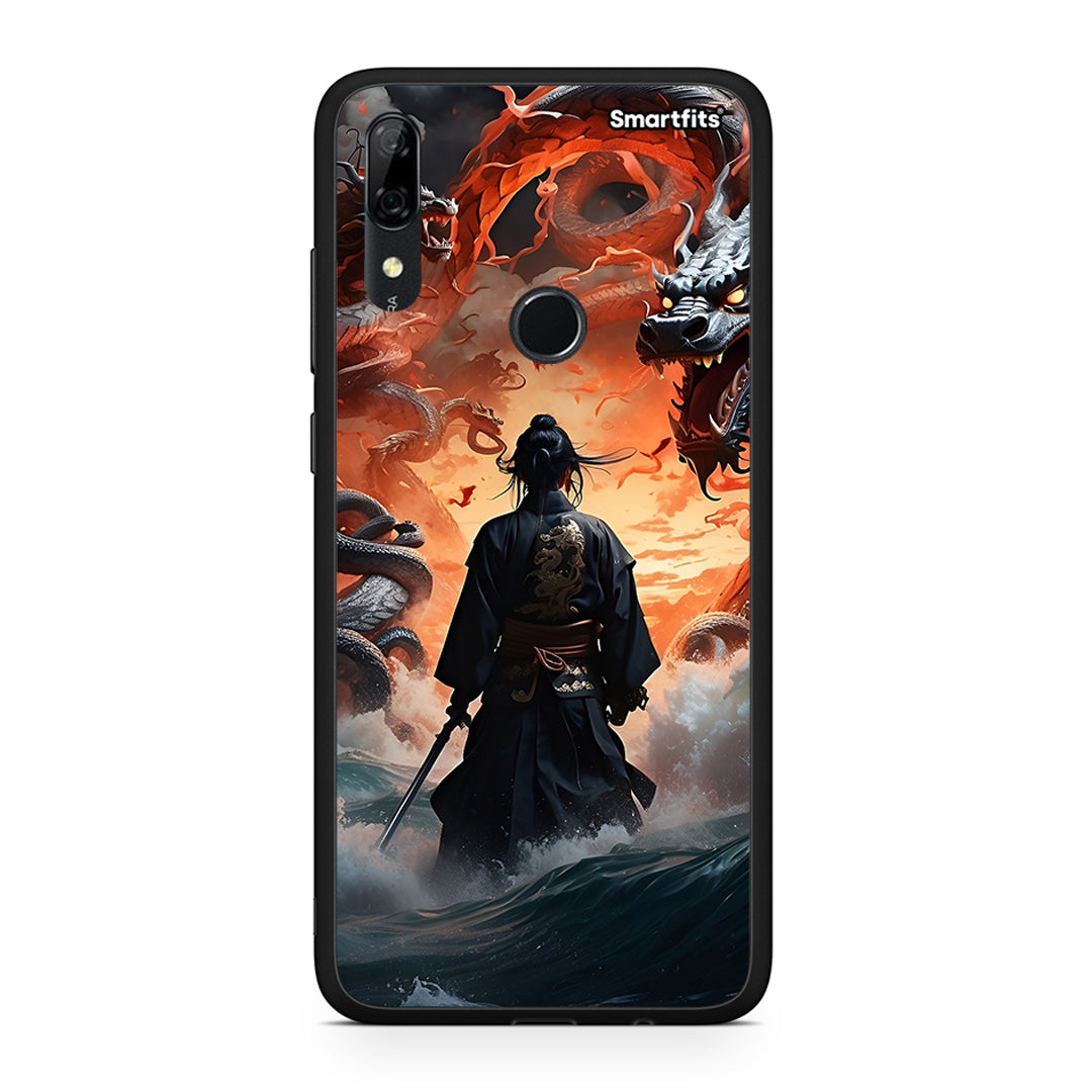 Huawei P Smart Z Dragons Fight θήκη από τη Smartfits με σχέδιο στο πίσω μέρος και μαύρο περίβλημα | Smartphone case with colorful back and black bezels by Smartfits