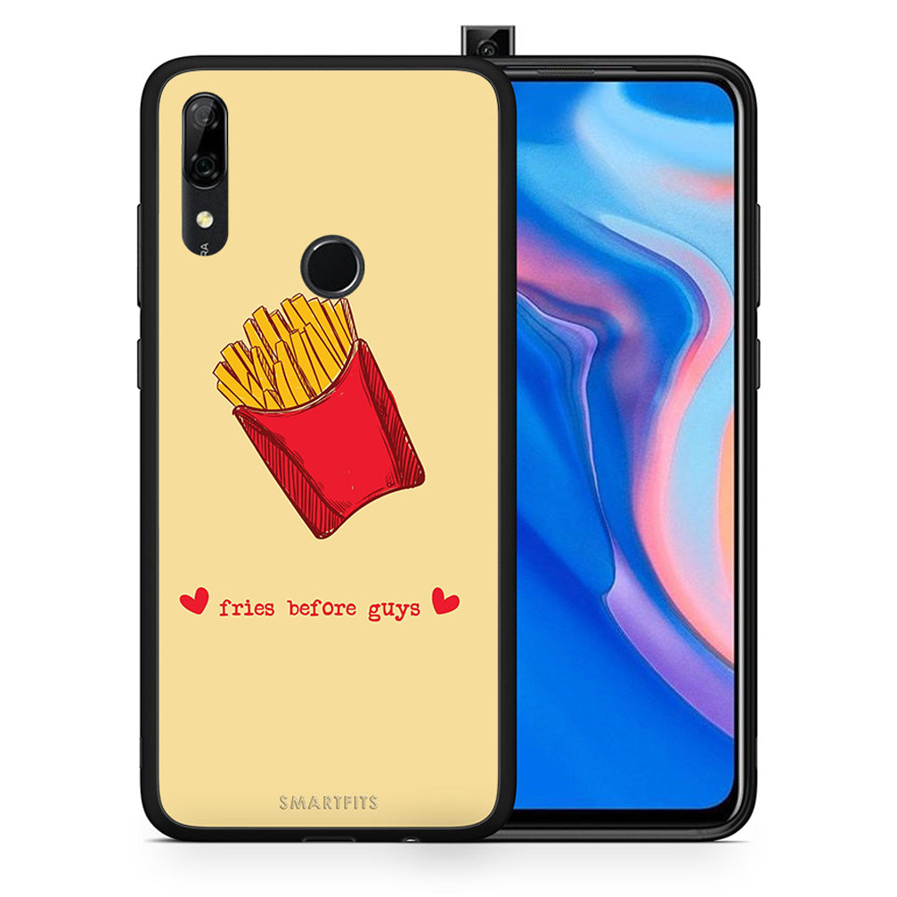 Θήκη Αγίου Βαλεντίνου Huawei P Smart Z Fries Before Guys από τη Smartfits με σχέδιο στο πίσω μέρος και μαύρο περίβλημα | Huawei P Smart Z Fries Before Guys case with colorful back and black bezels