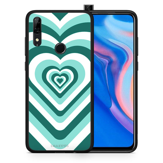 Θήκη Huawei P Smart Z Green Hearts από τη Smartfits με σχέδιο στο πίσω μέρος και μαύρο περίβλημα | Huawei P Smart Z Green Hearts case with colorful back and black bezels