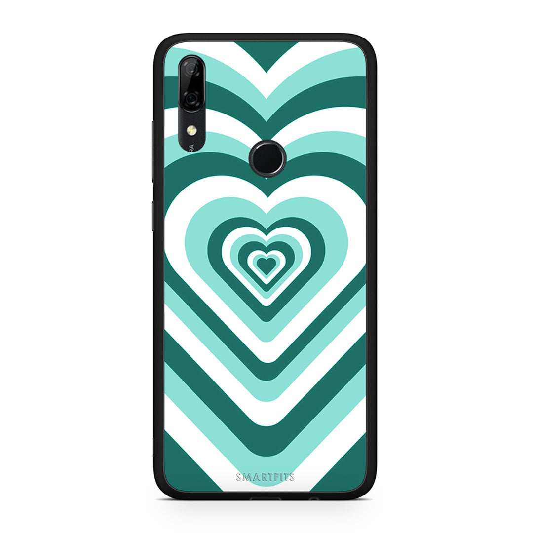 Huawei P Smart Z Green Hearts θήκη από τη Smartfits με σχέδιο στο πίσω μέρος και μαύρο περίβλημα | Smartphone case with colorful back and black bezels by Smartfits