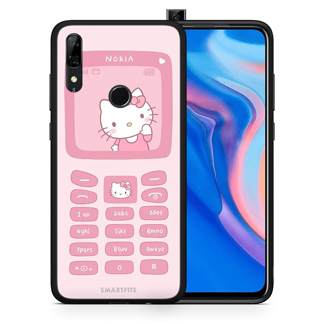 Θήκη Αγίου Βαλεντίνου Huawei P Smart Z Hello Kitten από τη Smartfits με σχέδιο στο πίσω μέρος και μαύρο περίβλημα | Huawei P Smart Z Hello Kitten case with colorful back and black bezels