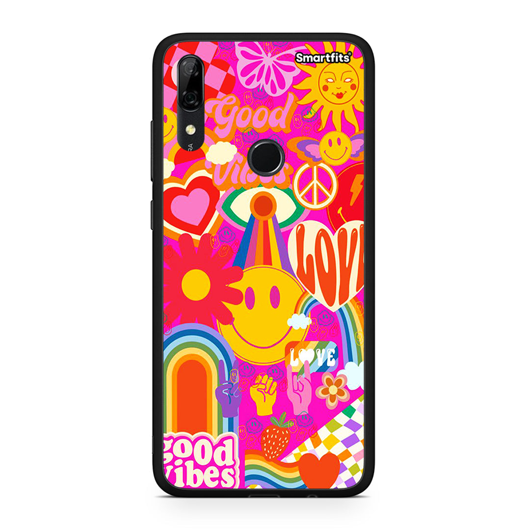 Huawei P Smart Z Hippie Love θήκη από τη Smartfits με σχέδιο στο πίσω μέρος και μαύρο περίβλημα | Smartphone case with colorful back and black bezels by Smartfits