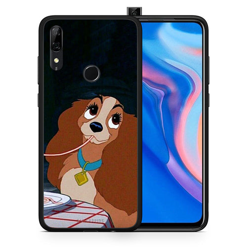 Θήκη Αγίου Βαλεντίνου Huawei P Smart Z Lady And Tramp 2 από τη Smartfits με σχέδιο στο πίσω μέρος και μαύρο περίβλημα | Huawei P Smart Z Lady And Tramp 2 case with colorful back and black bezels