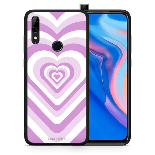 Θήκη Huawei P Smart Z Lilac Hearts από τη Smartfits με σχέδιο στο πίσω μέρος και μαύρο περίβλημα | Huawei P Smart Z Lilac Hearts case with colorful back and black bezels
