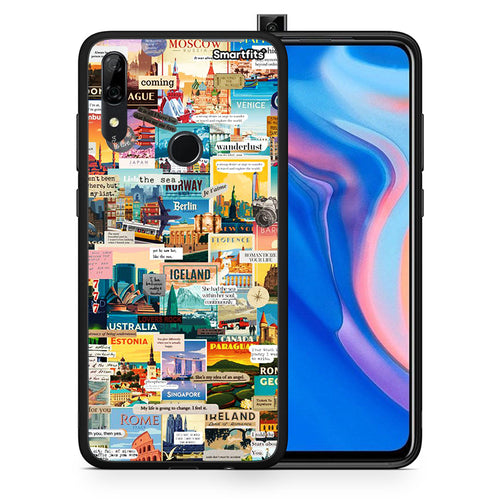 Θήκη Huawei P Smart Z Live To Travel από τη Smartfits με σχέδιο στο πίσω μέρος και μαύρο περίβλημα | Huawei P Smart Z Live To Travel case with colorful back and black bezels