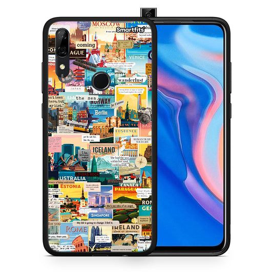 Θήκη Huawei P Smart Z Live To Travel από τη Smartfits με σχέδιο στο πίσω μέρος και μαύρο περίβλημα | Huawei P Smart Z Live To Travel case with colorful back and black bezels