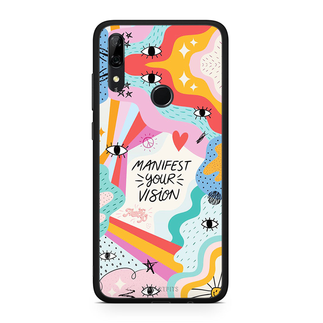 Huawei P Smart Z Manifest Your Vision θήκη από τη Smartfits με σχέδιο στο πίσω μέρος και μαύρο περίβλημα | Smartphone case with colorful back and black bezels by Smartfits
