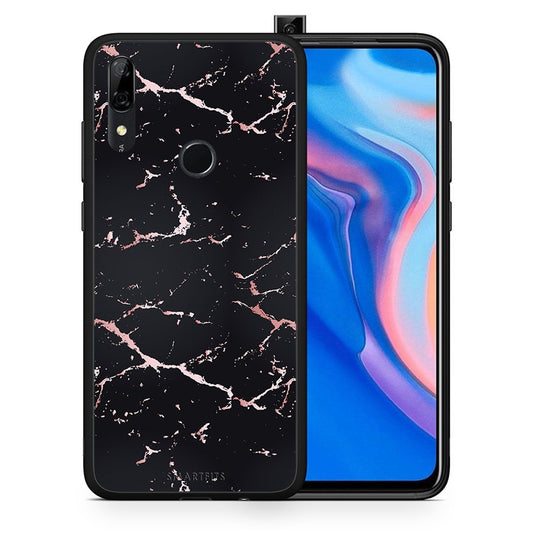 Θήκη Huawei P Smart Z Black Rosegold Marble από τη Smartfits με σχέδιο στο πίσω μέρος και μαύρο περίβλημα | Huawei P Smart Z Black Rosegold Marble case with colorful back and black bezels