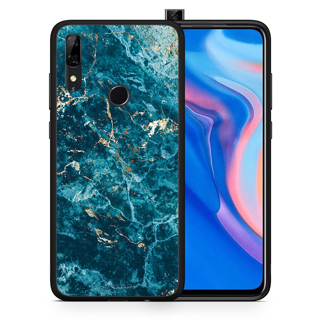 Θήκη Huawei P Smart Z Marble Blue από τη Smartfits με σχέδιο στο πίσω μέρος και μαύρο περίβλημα | Huawei P Smart Z Marble Blue case with colorful back and black bezels
