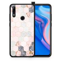 Thumbnail for Θήκη Huawei P Smart Z Hexagon Pink Marble από τη Smartfits με σχέδιο στο πίσω μέρος και μαύρο περίβλημα | Huawei P Smart Z Hexagon Pink Marble case with colorful back and black bezels