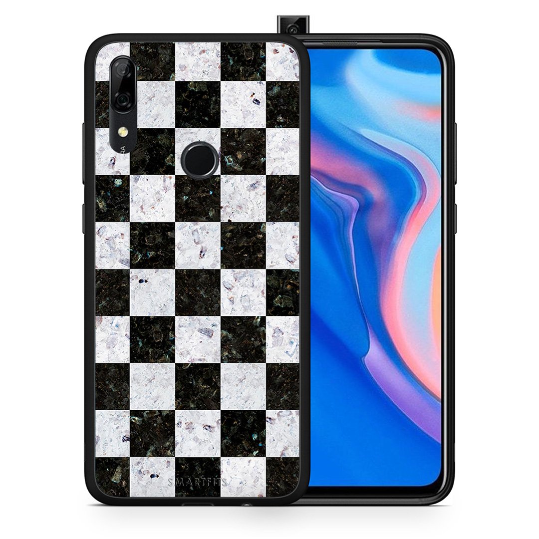 Θήκη Huawei P Smart Z Square Geometric Marble από τη Smartfits με σχέδιο στο πίσω μέρος και μαύρο περίβλημα | Huawei P Smart Z Square Geometric Marble case with colorful back and black bezels