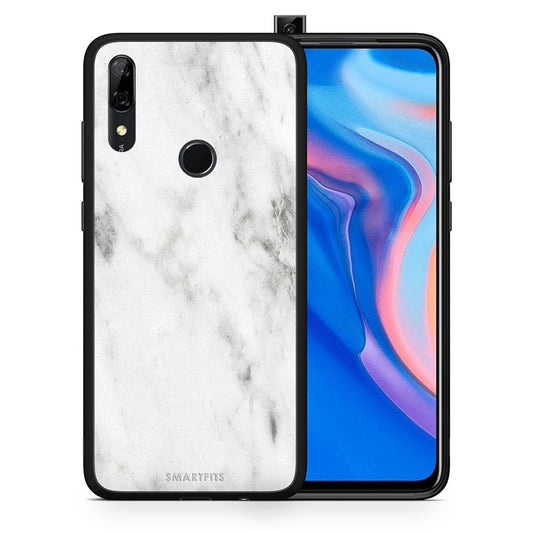 Θήκη Huawei P Smart Z White Marble από τη Smartfits με σχέδιο στο πίσω μέρος και μαύρο περίβλημα | Huawei P Smart Z White Marble case with colorful back and black bezels