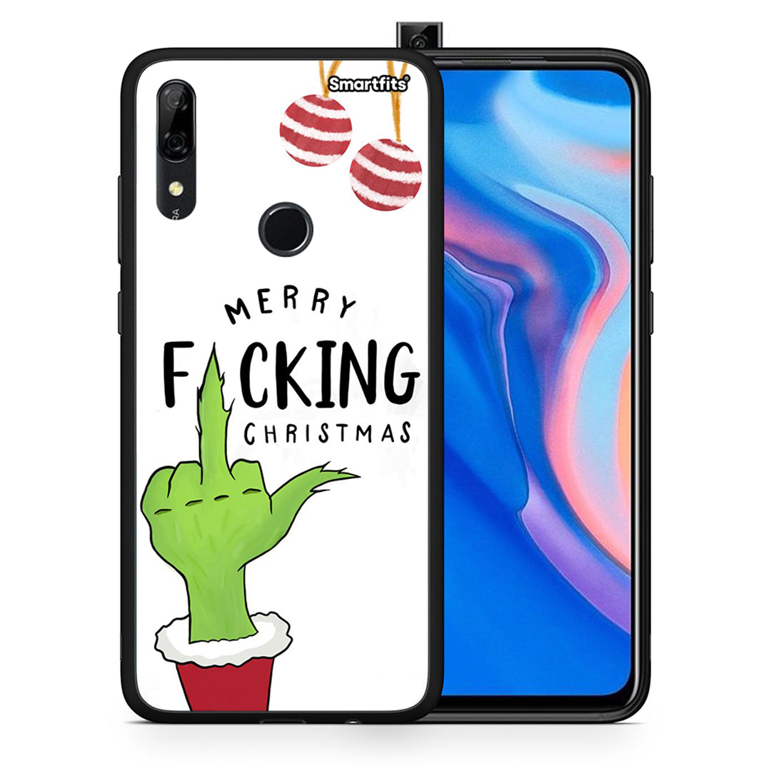 Θήκη Huawei P Smart Z Merry F Xmas από τη Smartfits με σχέδιο στο πίσω μέρος και μαύρο περίβλημα | Huawei P Smart Z Merry F Xmas case with colorful back and black bezels