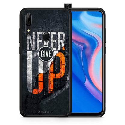 Θήκη Αγίου Βαλεντίνου Huawei P Smart Z Never Give Up από τη Smartfits με σχέδιο στο πίσω μέρος και μαύρο περίβλημα | Huawei P Smart Z Never Give Up case with colorful back and black bezels