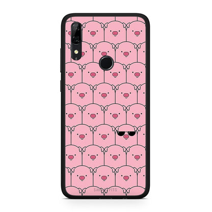 Huawei P Smart Z Pig Glasses θήκη από τη Smartfits με σχέδιο στο πίσω μέρος και μαύρο περίβλημα | Smartphone case with colorful back and black bezels by Smartfits