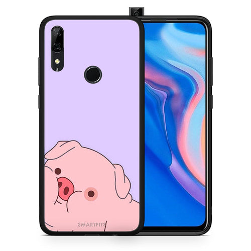 Θήκη Αγίου Βαλεντίνου Huawei P Smart Z Pig Love 2 από τη Smartfits με σχέδιο στο πίσω μέρος και μαύρο περίβλημα | Huawei P Smart Z Pig Love 2 case with colorful back and black bezels
