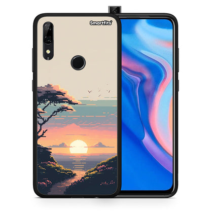 Θήκη Huawei P Smart Z Pixel Sunset από τη Smartfits με σχέδιο στο πίσω μέρος και μαύρο περίβλημα | Huawei P Smart Z Pixel Sunset case with colorful back and black bezels