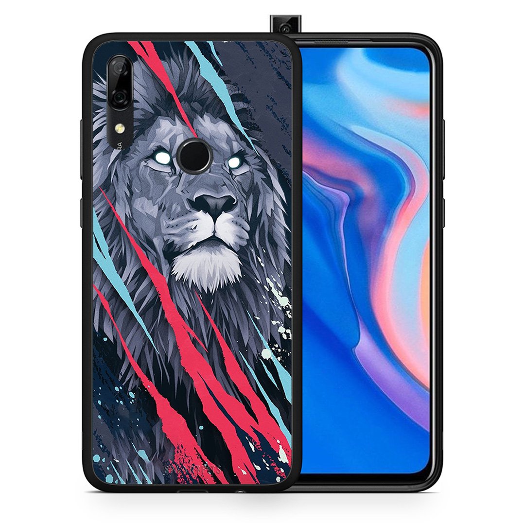 Θήκη Huawei P Smart Z Lion Designer PopArt από τη Smartfits με σχέδιο στο πίσω μέρος και μαύρο περίβλημα | Huawei P Smart Z Lion Designer PopArt case with colorful back and black bezels