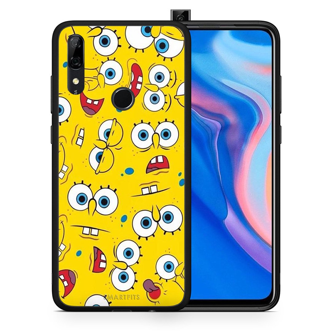 Θήκη Huawei P Smart Z Sponge PopArt από τη Smartfits με σχέδιο στο πίσω μέρος και μαύρο περίβλημα | Huawei P Smart Z Sponge PopArt case with colorful back and black bezels