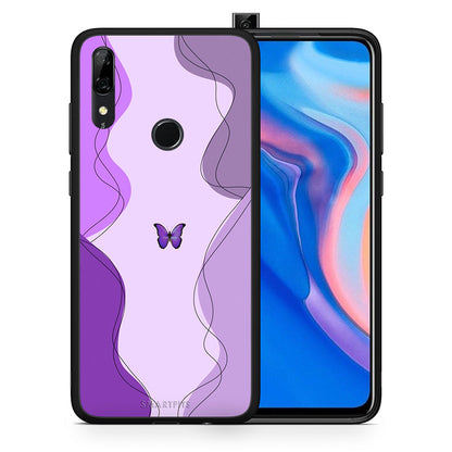 Θήκη Αγίου Βαλεντίνου Huawei P Smart Z Purple Mariposa από τη Smartfits με σχέδιο στο πίσω μέρος και μαύρο περίβλημα | Huawei P Smart Z Purple Mariposa case with colorful back and black bezels