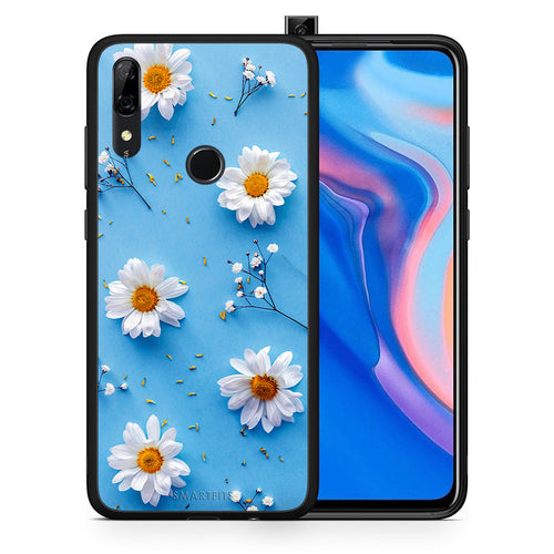 Θήκη Huawei P Smart Z Real Daisies από τη Smartfits με σχέδιο στο πίσω μέρος και μαύρο περίβλημα | Huawei P Smart Z Real Daisies case with colorful back and black bezels
