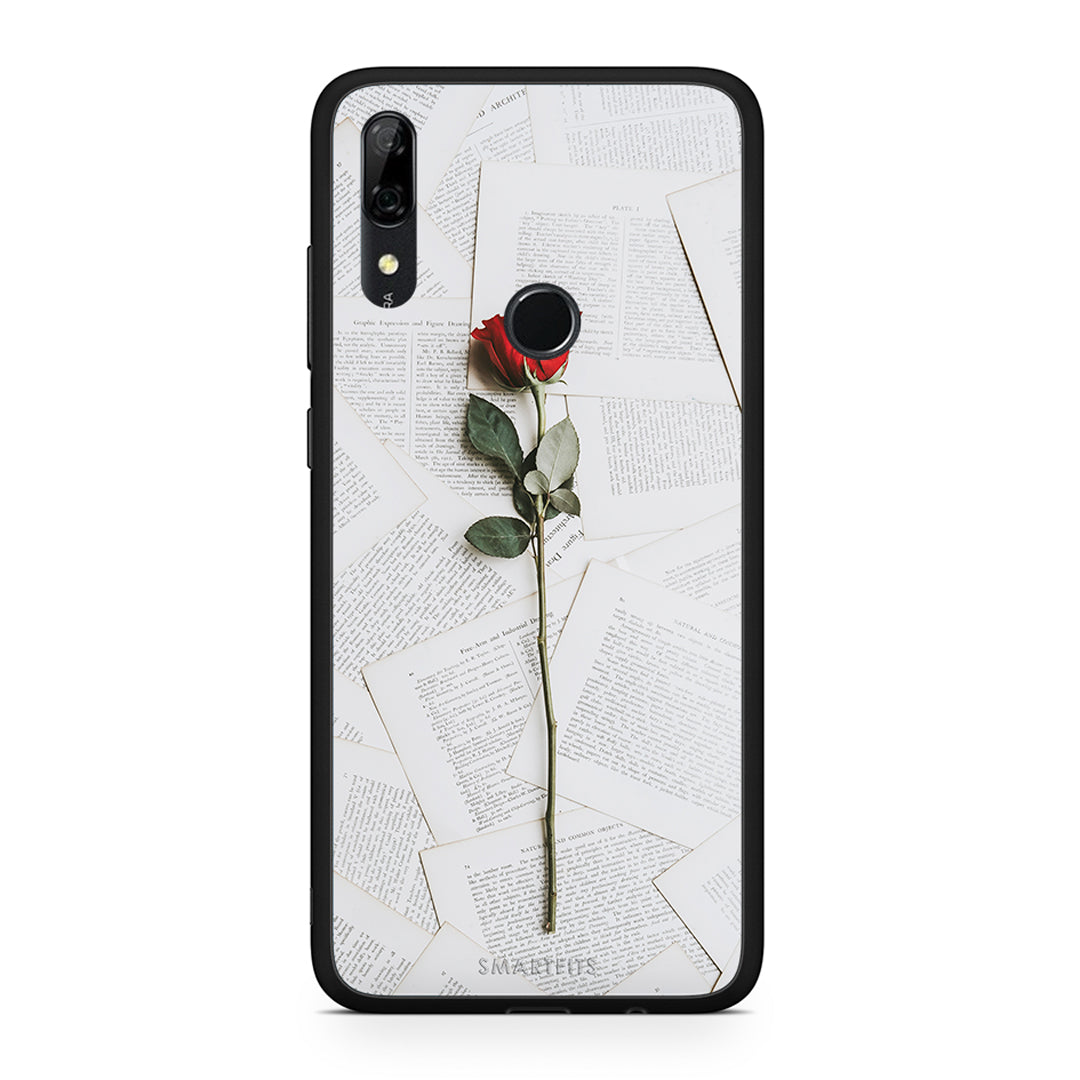 Huawei P Smart Z Red Rose θήκη από τη Smartfits με σχέδιο στο πίσω μέρος και μαύρο περίβλημα | Smartphone case with colorful back and black bezels by Smartfits
