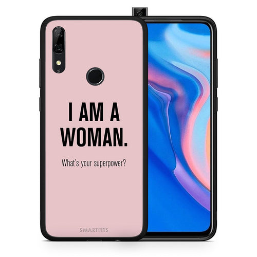 Θήκη Huawei P Smart Z Superpower Woman από τη Smartfits με σχέδιο στο πίσω μέρος και μαύρο περίβλημα | Huawei P Smart Z Superpower Woman case with colorful back and black bezels