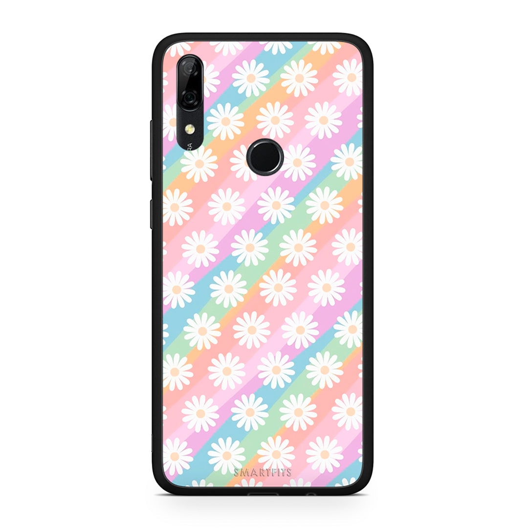 Huawei P Smart Z White Daisies θήκη από τη Smartfits με σχέδιο στο πίσω μέρος και μαύρο περίβλημα | Smartphone case with colorful back and black bezels by Smartfits