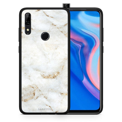 Θήκη Huawei P Smart Z White Gold Marble από τη Smartfits με σχέδιο στο πίσω μέρος και μαύρο περίβλημα | Huawei P Smart Z White Gold Marble case with colorful back and black bezels