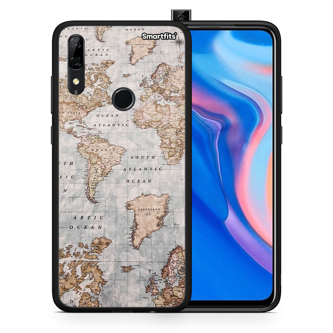 Θήκη Huawei P Smart Z World Map από τη Smartfits με σχέδιο στο πίσω μέρος και μαύρο περίβλημα | Huawei P Smart Z World Map case with colorful back and black bezels
