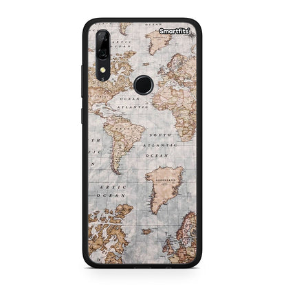 Huawei P Smart Z World Map Θήκη από τη Smartfits με σχέδιο στο πίσω μέρος και μαύρο περίβλημα | Smartphone case with colorful back and black bezels by Smartfits