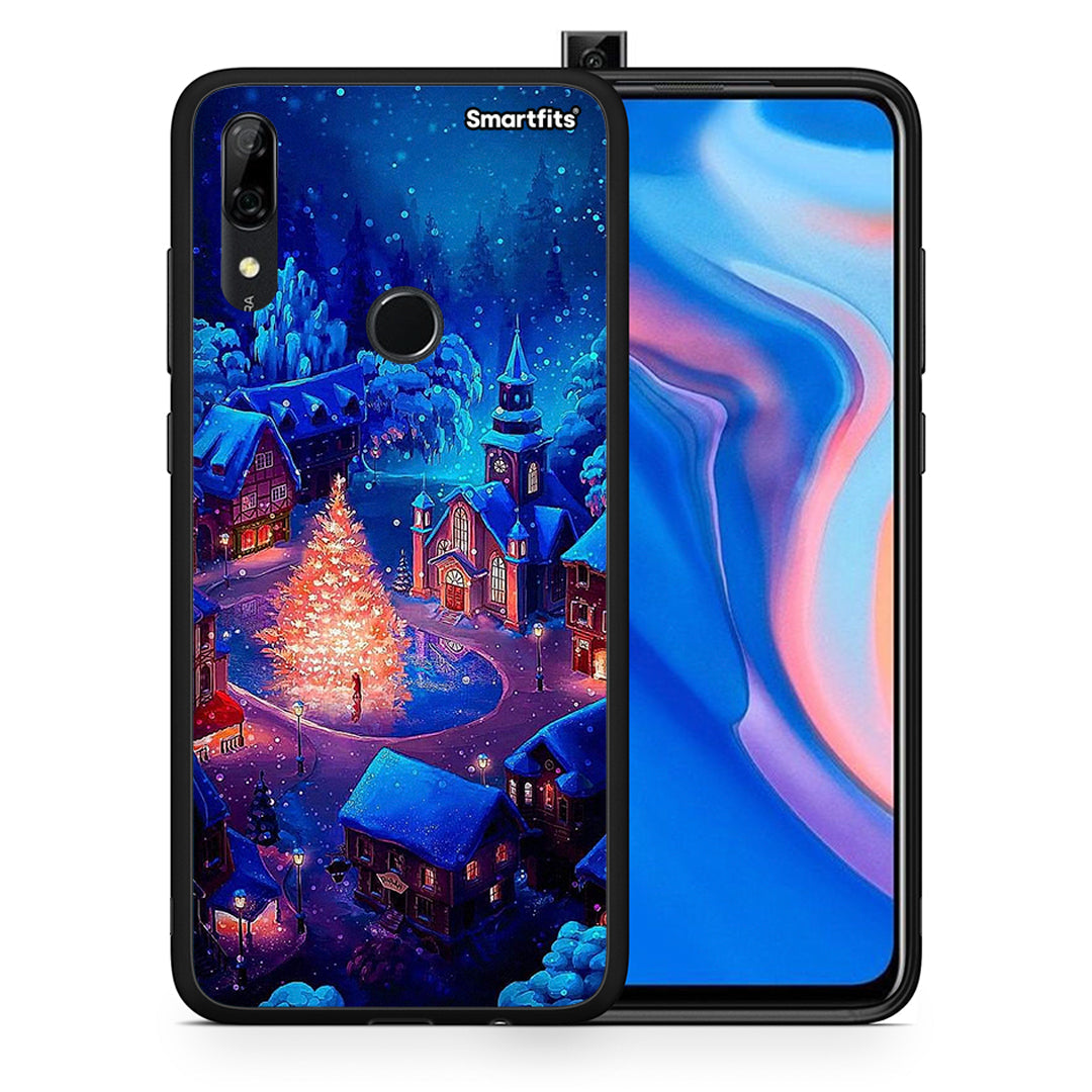 Θήκη Huawei P Smart Z Xmas Village από τη Smartfits με σχέδιο στο πίσω μέρος και μαύρο περίβλημα | Huawei P Smart Z Xmas Village case with colorful back and black bezels